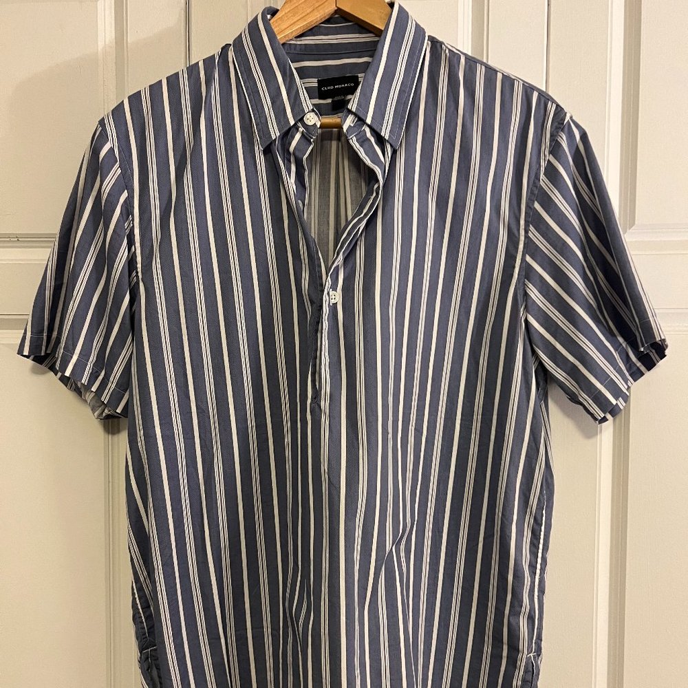 CLUB MONACO SHIRT - BLUE & WHITE STRIPES - LOOSE FIT (M)